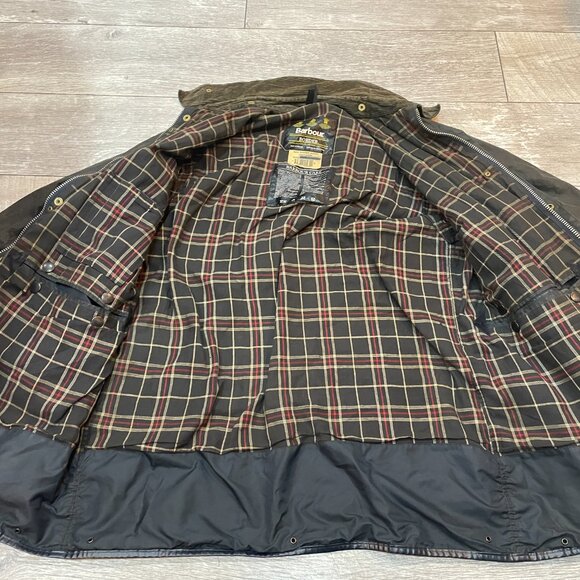 Vintage BARBOUR Border Wax Jacket Parka C44 Large Blue A205 - Picture 3 of 10